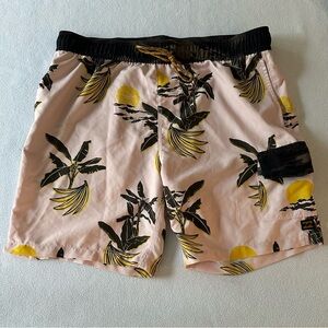 Billabong Board Shorts Men’s 34 Recycler Layback Floral/Banana Print EUC